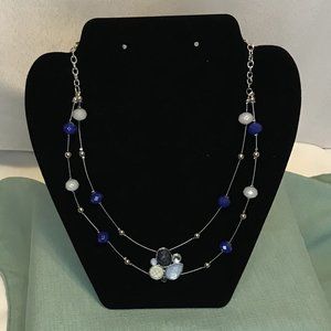 Women's Glass Beaded Double Stand Choker Necklace